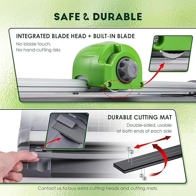 CGOLDENWALL 4-in-1 A4 Rotary Paper Cutter with 4 Blades, for Craft DIY, 12 Sheets, Straight/Perforated/Wavy/Creasing Line, 12.6" Cutting Length, for Photos Tickets Invitations Cards-DeskLoop Office