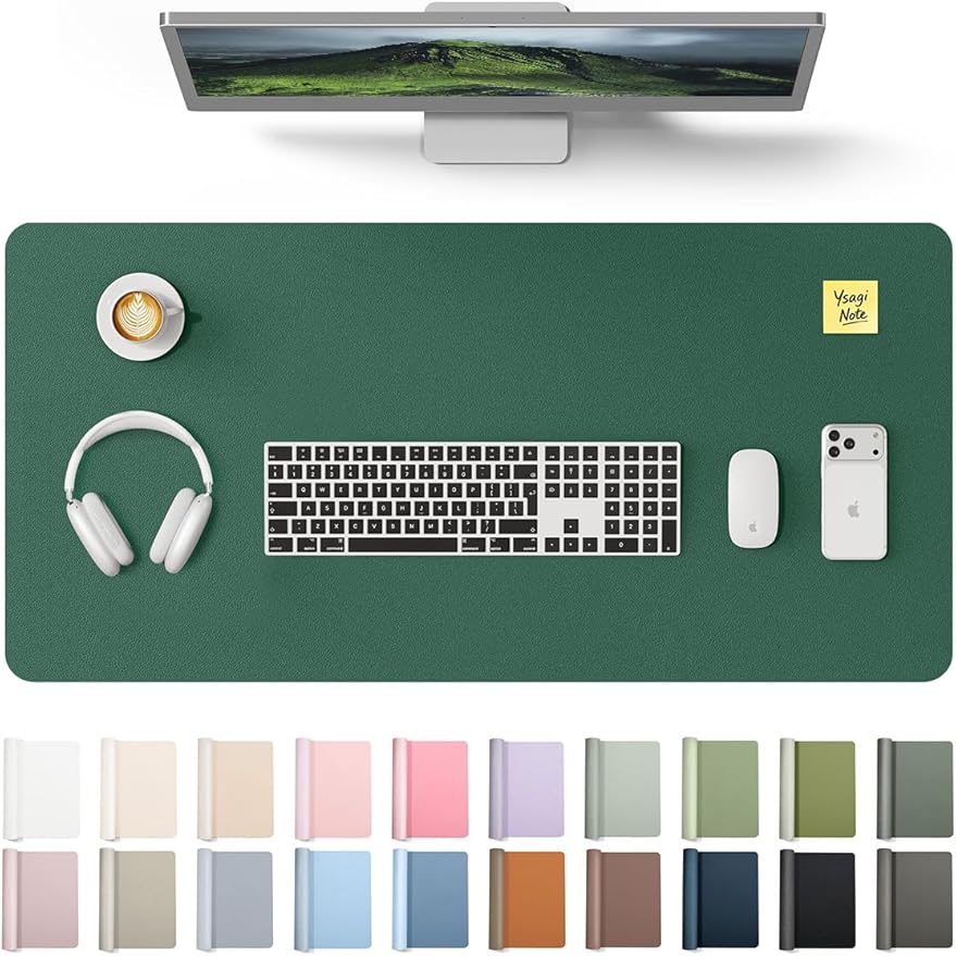 YSAGi Leather Desk Pad Protector, Office Desk Mat, Large Mouse Pad, Non-Slip PU by YSAGi