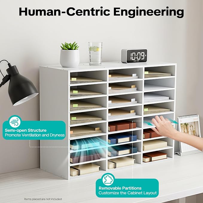 Literature Organizer, Desktop File Sorter Mail Center, Paper Storage Cabinet - Image 3