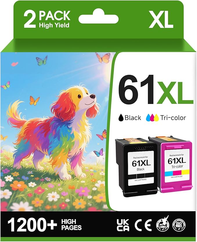 Remanufactured 61XL Ink Cartridge Replacement for HP Ink 61 Combo Pack for HP Envy 4500 5530 4502 4501 5535 OfficeJet 4630 4635 DeskJet 2540 1000 1010 1510, 2-Pack-DeskLoop Office