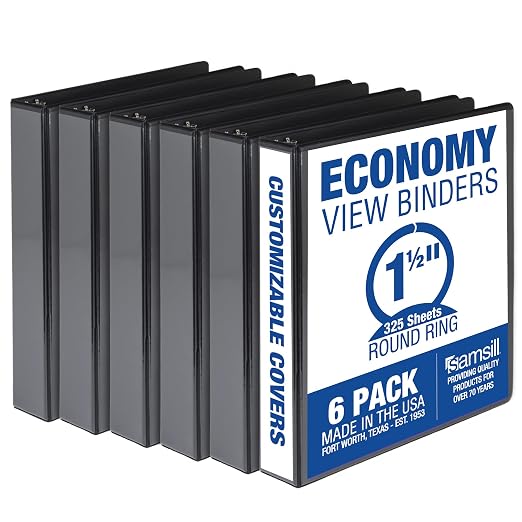 Samsill 1.5 Inch 3 Ring Binders, Made in USA, Economy Round Ring, 325 Sheet by Samsill
