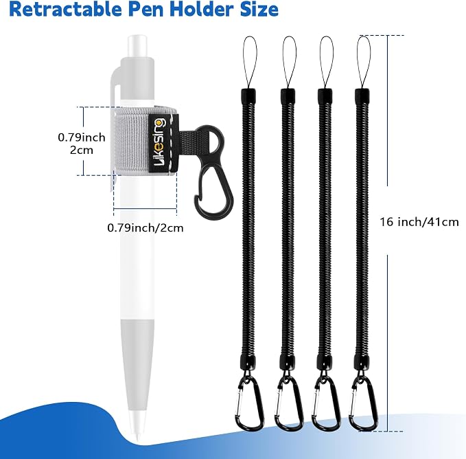 Likesing Pen Holder for Lanyard, 4 Set Elastic Retractable Pencil Holder - Image 2