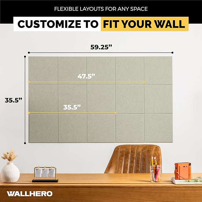 Corkboards for Wall, 59"x36" | 15 Pack | Cork Board Squares, Pin Up Board, Office Board for Wall, Big Bulletin Board, Cork Roll with Adhesive Backing (Sage Green)-DeskLoop Office