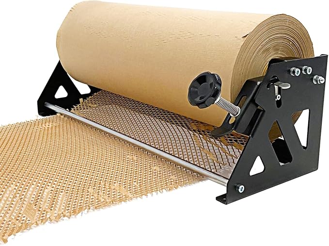 Honeycomb Packing Paper Roll Dispenser for Packaging, Improve Packing Efficiency, Kraft Wrapping Paper Holder Manual Cutter Machine for Small Business, Dispenser Machine Only, Core Size 2inch-DeskLoop Office