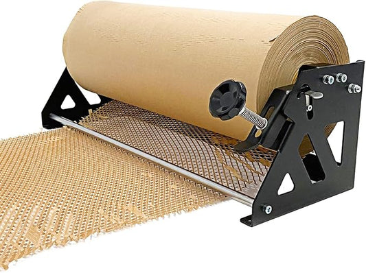 Honeycomb Packing Paper Roll Dispenser for Packaging, Improve Packing Efficiency, Kraft Wrapping Paper Holder Manual Cutter Machine for Small Business, Dispenser Machine Only, Core Size 2inch-DeskLoop Office