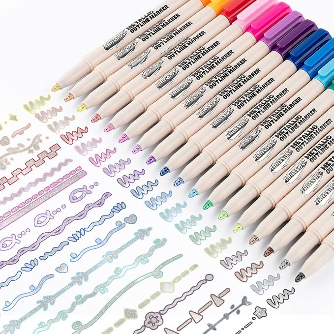 TRANSON 18pcs Outline Shimmering Markers - Image 2