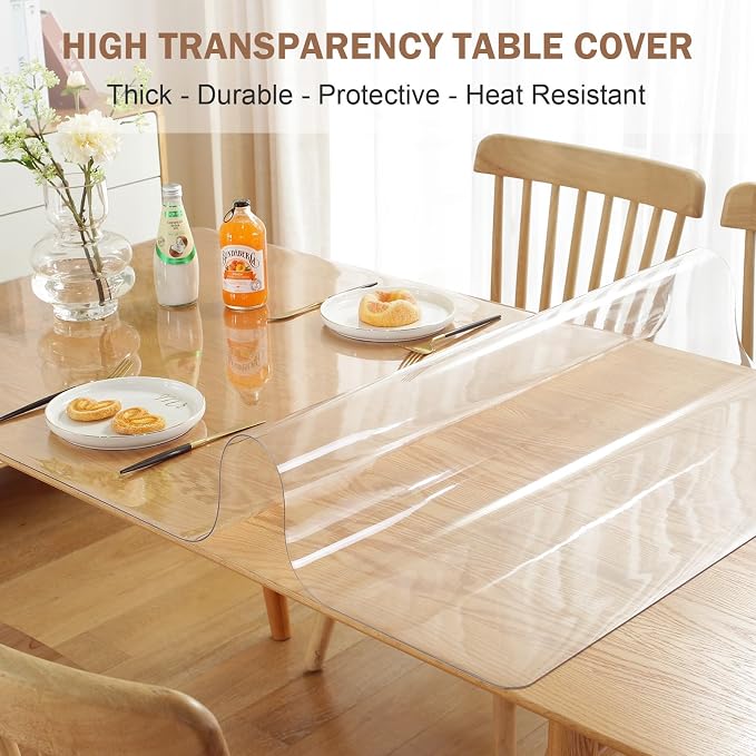 LovePads Clear Table Cover Protector, 36 x 66 Inch 2mm Thick Plastic Table Cover - Image 2