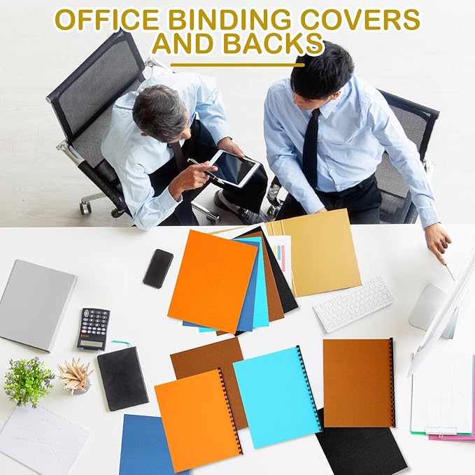 160 Pack Binding Covers and Combs kit 8.5x11 Inches Include 60 Pcs 12 mil Leather Texture Binding Cover 60 Pcs 8 mil Clear PET Presentation Covers 40 Pcs Binding Combs Letter Size(Elegant Color)-DeskLoop Office