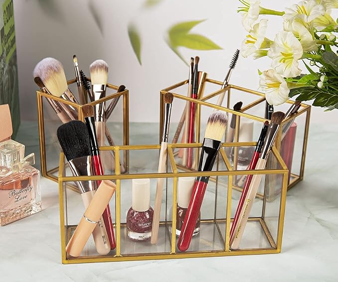NIUBEE Acrylic Pen Holder 3 Compartments - Image 6