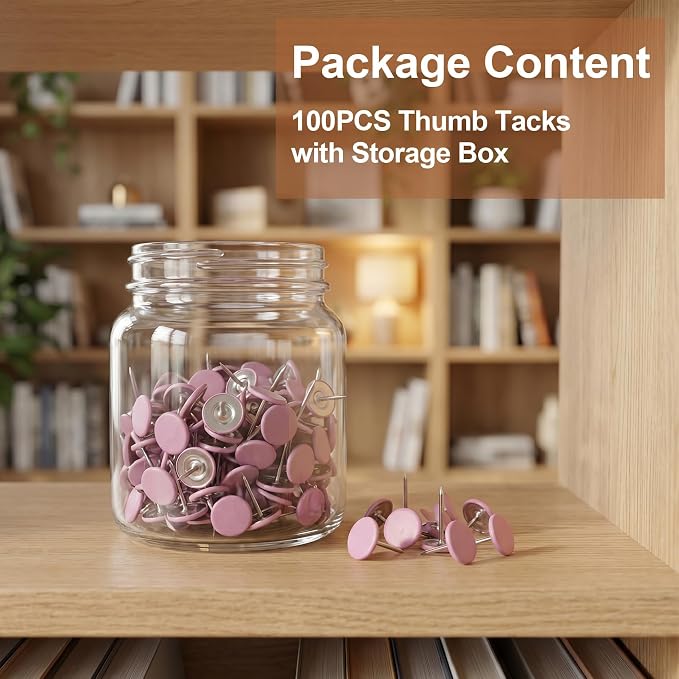 100pcs Metal Thumb Tacks, Heavy Duty Flat Head Push Pins, Upholstery Tacks - Image 3