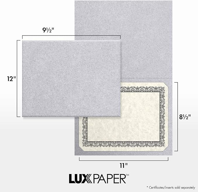 LUXPaper 9.5" x 12" Certificate Holders | Silver Metallic | 105lb. Cover | 50 - Image 4