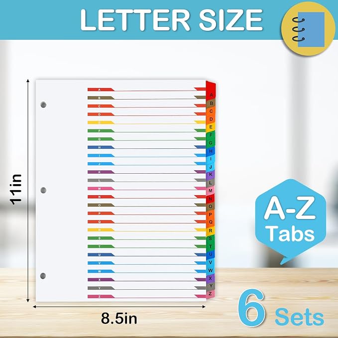 Alphabet Binder Dividers for 3 Ring Binder, COIDEA A-Z Dividers for 3 Ring - Image 2