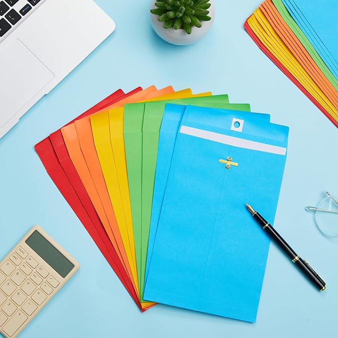 Geyee 20 Pcs Clasp Manilla Envelopes 6 x 9 Inch Gummed Colored Envelopes - Image 5