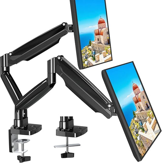 MOUNT PRO Dual Monitor Desk Mount fits 22” to 35” Ultrawide Computer Screen, Holds up to 26.4lbs Each, Fully Adjustable Long Monitor Arm for Two Monitors, Gas Spring Monitor Stand, 100x100 VESA Mount-DeskLoop Office