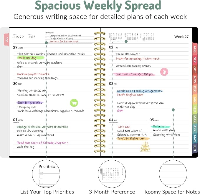 Forvencer Academic Planner 2026-2027, Weekly Monthly Calendar Planner, July - Image 4