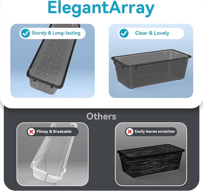 ElegantArray 12-Piece Drawer Organizer Set, 4 Sizes Versatile Plastic Vanity - Image 4