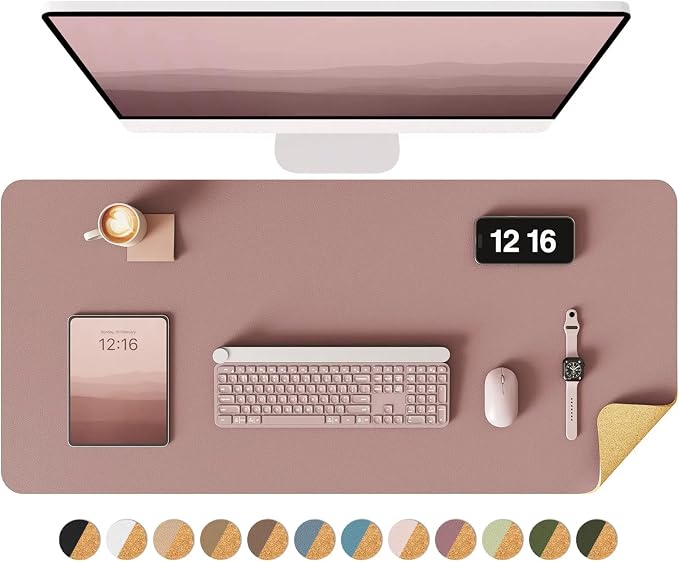 YSAGi Double-Sided Desk Pad, 35.4"x17" Leather Desk Mat, Eco Cork Desk Pad by YSAGi