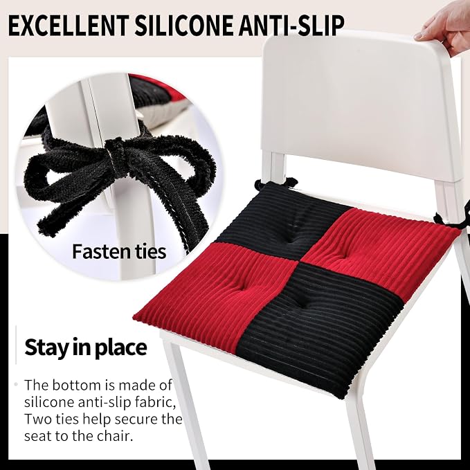 Office Stacking Chair Cushions 4 Pack, Corduroy High Density Foam Kitchen Seat - Image 5