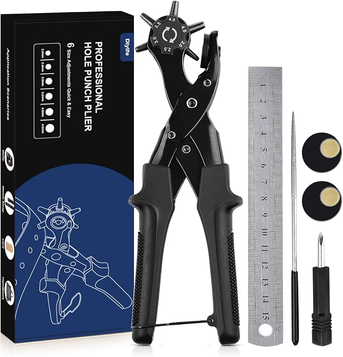 Diyife® Leather Hole Punch, Heavy Duty Belt Hole Punch, Revolving Punch Plier by Diyife