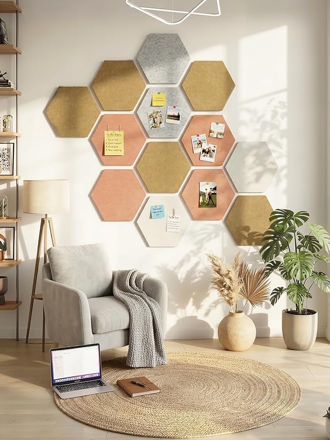 8 Pack Hexagon Felt Bulletin Board Tiles - Image 6