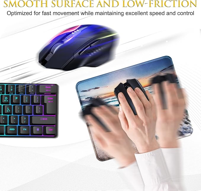 JIKIOU 3 Pack Mouse Pad with Stitched Edge, Portable Size-10.2x8.3in Beach | - Image 4