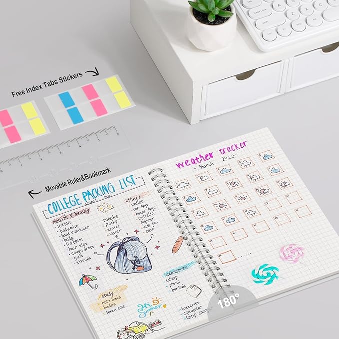 AHGXG Graph Paper Notebook - Spiral Notebook Journal 160 Pages, A5 Graph Notebook 5.7" x 8.3", 100 gsm Thick Grid Paper, Waterproof Plastic Cover, for School Writing Engineering Math, Transparent-DeskLoop Office