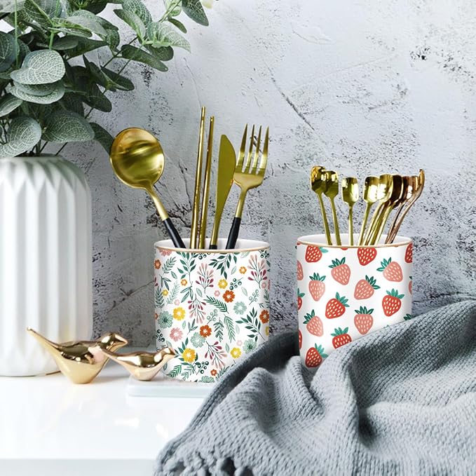 Desk Pen and Pencil Holder, Ceramic Multifunctional Organizer - Image 3