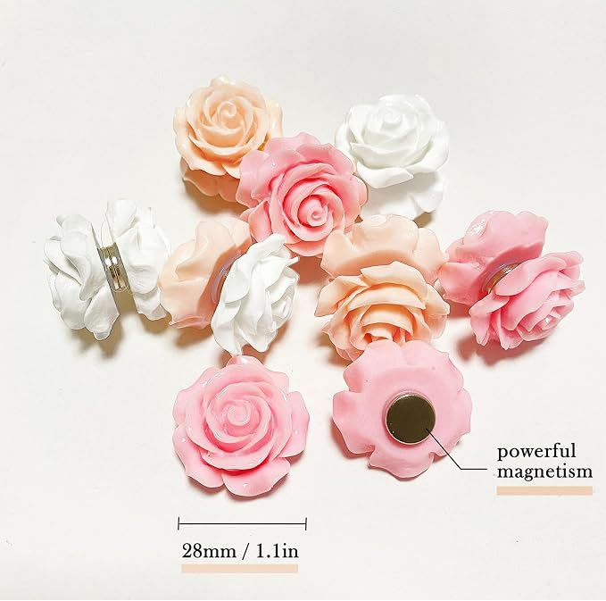 15 pcs - Cute Flower Magnets - Pink Rose Magnets - Image 5