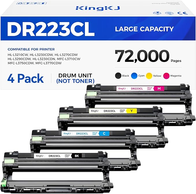 DR223CL DR-223CL Drum Unit (Not Toner)Set 4-Pack Replacement Compatible for Brother DR-223CL Imaging Drum HL-L3270CDW HL-L3210CW MFC-L3770CDW HL-L3290CDW MFC-L3750CDW L3710CW L3230CDW L3230CDN Printer-DeskLoop Office