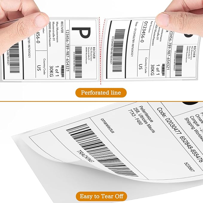 SJPACK 4" x 6" Thermal Labels, 2000 Fanfold Labels, Direct Thermal Shipping - Image 5