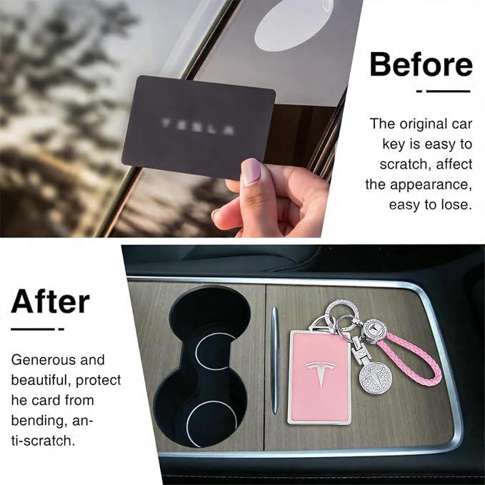 for Tesla Key Card Holder Bling Key Chain Card Key Holder - Image 3