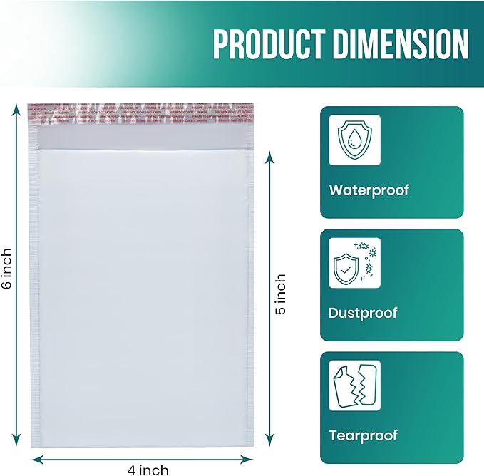 Levex - #0000 4" x 6" [5 Pack] Poly Bubble Mailers, Padded Envelope Mailers, Packing Envelope & Mailing Bags for Shipping-DeskLoop Office