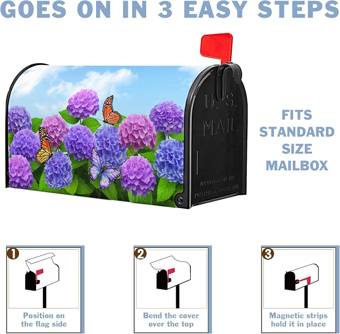 Spring Hydrangea Mailbox Cover Magnetic Standard Size Spring Summer Floral - Image 6