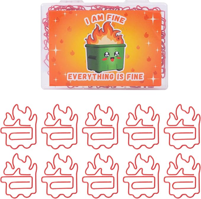 50 PCS Dumpster Fire Paper Clips, Cute Fire Desk Accessories, Funny Office by HOMANGA