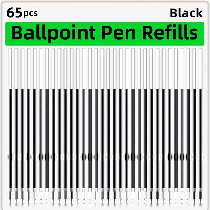 65 Pieces Retractable Ballpoint Pen Refills Replacement Ballpoint Pen Refills by sunioine
