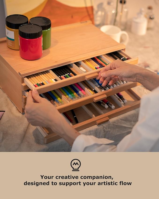 DJAR 6-Drawer Beech Wood Art Supply Storage Box - Image 6