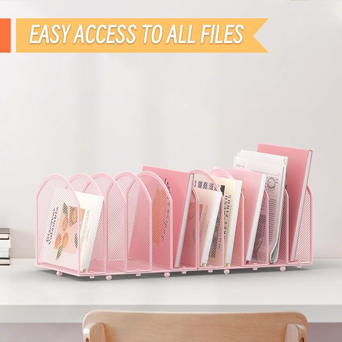 MINDEPOT Desk File Organizer 5 Sections Desktop Organizer File Sorter Office - Image 6
