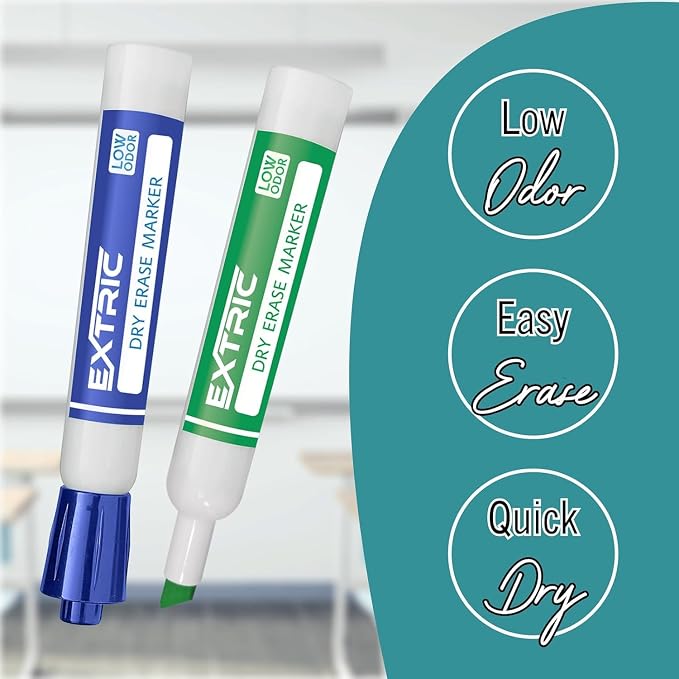 EXTRIC Dry Erase Markers Chisel Tip 8 Whiteboard Marker, Eraser | Includes: 8 - Image 2