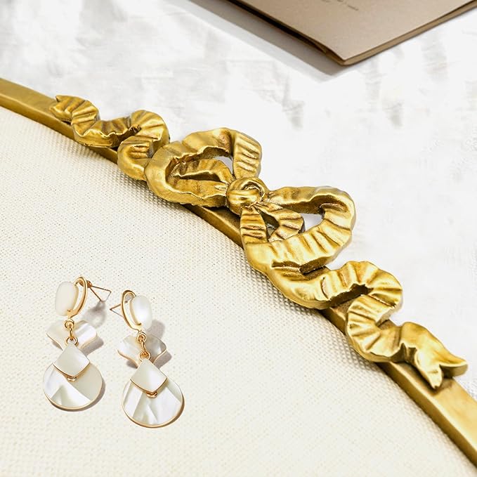 Vintage Arched Linen Cork Board with Gold Bowknot – Decorative Bulletin Board for Walls, Iron Frame Pin Board for Notes, Photos & Reminders, Elegant Vision Board for Home & Office 24"x 15"-DeskLoop Office