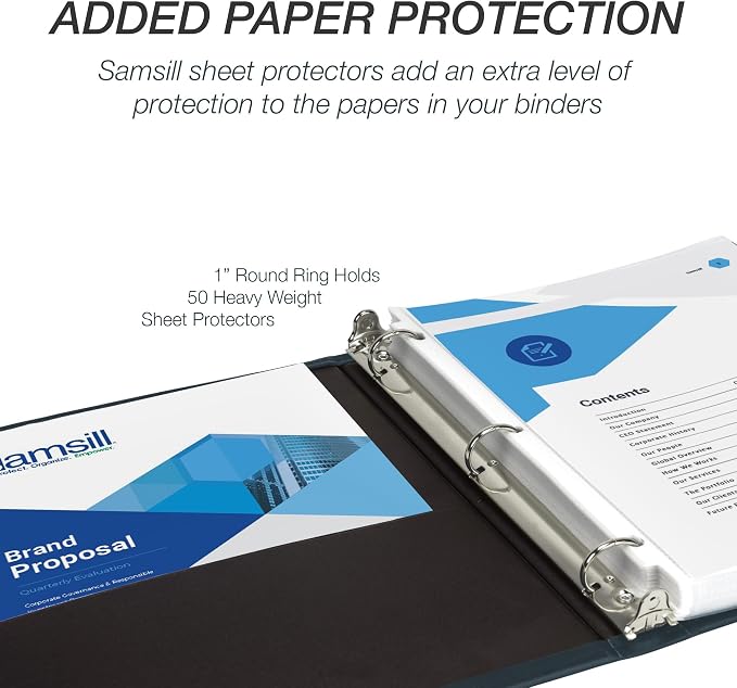 Samsill Classic Collection 3 Ring Leather Binder, Executive Presentation - Image 5