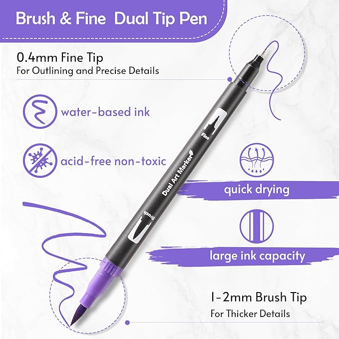 168 Colors Brush & Fine Dual Tip Watercolor Markers Set for Kids Adults Coloring Books No Bleeding Paint Pens For Drawing Note taking Planner Calligraphy Journaling Card Making Art Supplies-DeskLoop Office