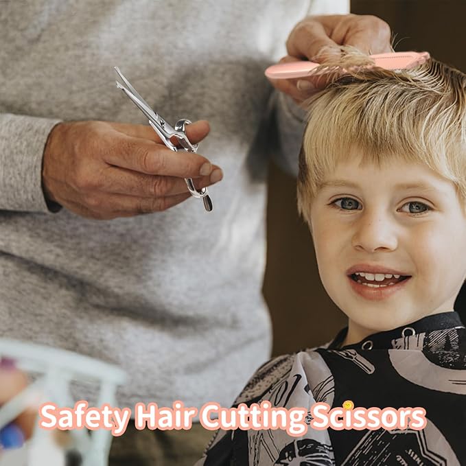 CIICII Kids Hair Cutting Scissors Shears Kit, Safety Round Tip Barber Haircut - Image 4