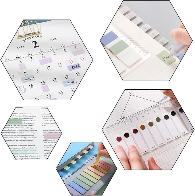 AIYUENCICI Index Tabs with Ruler, 4 Pack 660 Pieces Sticky Tab, Note Page Marker - Image 3