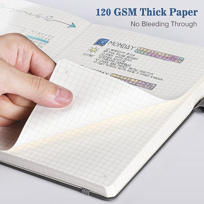 Graph Paper Notebook 3 Pack, A5 Grid Notebook Journal, Graph Notebook with 120gsm Paper, Hardcover Leather Journal for Writing, Grid Paper Notebook for Work, School Supplies, Engineering,5.75" x 8.38"-DeskLoop Office