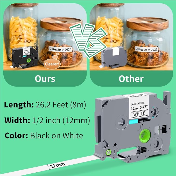 10Pack TZe-231 Compatible Brother Label Maker Tape 12mm 0.47 White White TZ - Image 8