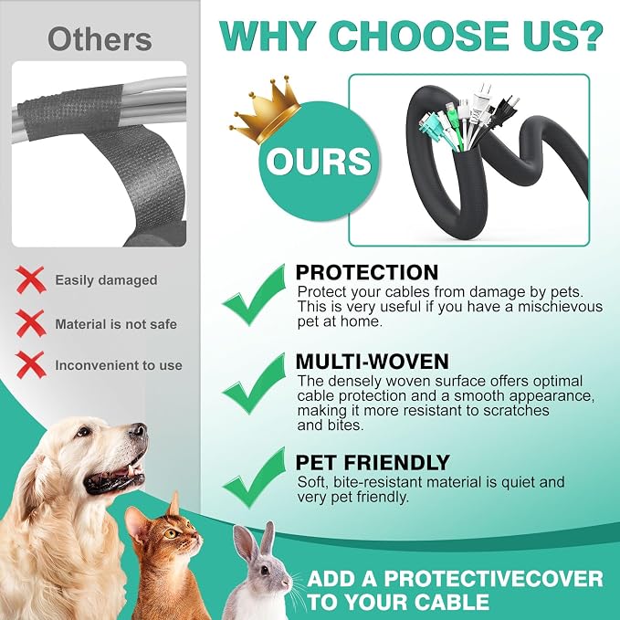 UOMTFAI Dog Cat Cord Protector 10ft - Image 2