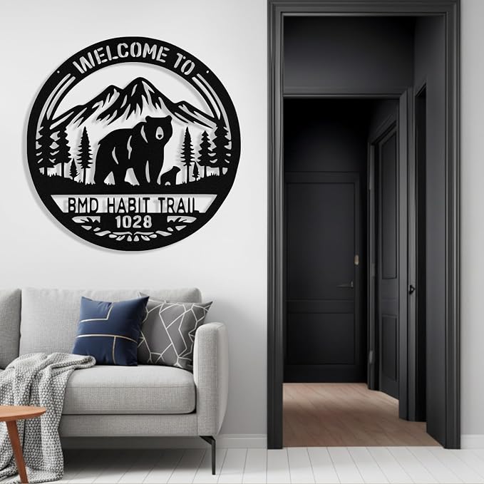 Custom Bear Metal Sign, Personalized Metal Address Signs Plague - Image 5