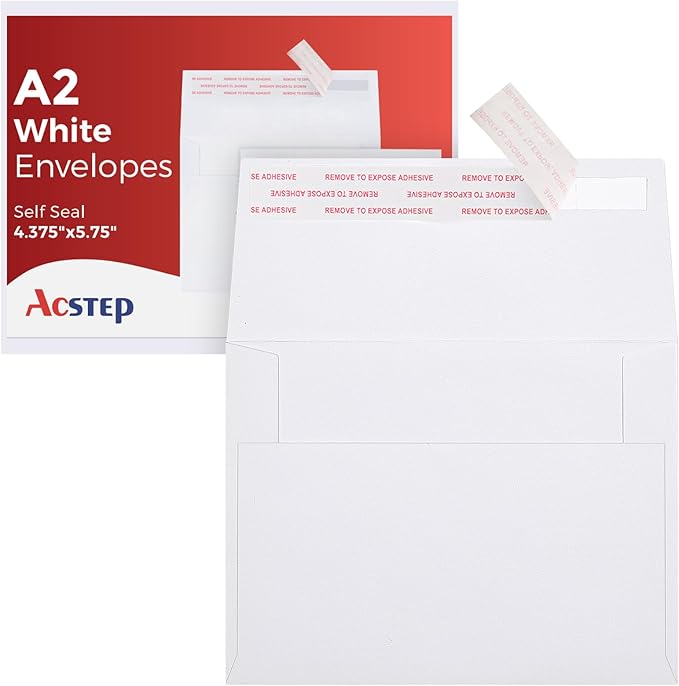 ACSTEP 3000PACK A2 Envelopes White 4.375x5.75 Envelopes Self Seal by ACSTEP