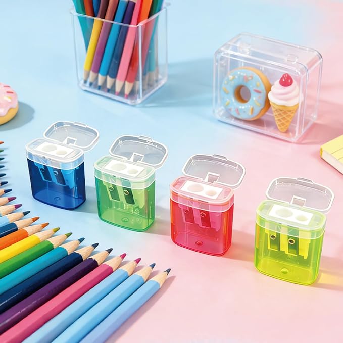 108 Pack Manual Pencil Sharpener Bulk, Double Hole Handheld Sharpener - Image 7