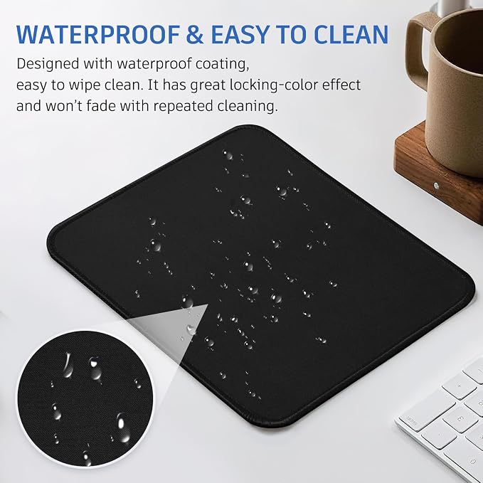 Black Mouse Pad, Nice and Cute Mouse Pad, Splash-Proof Textured 10.2 x 8.2Inch - Image 6